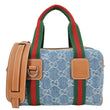 GUCCI Mini GG Denim Calfskin Web Satchel Bag Light Blue 859975
