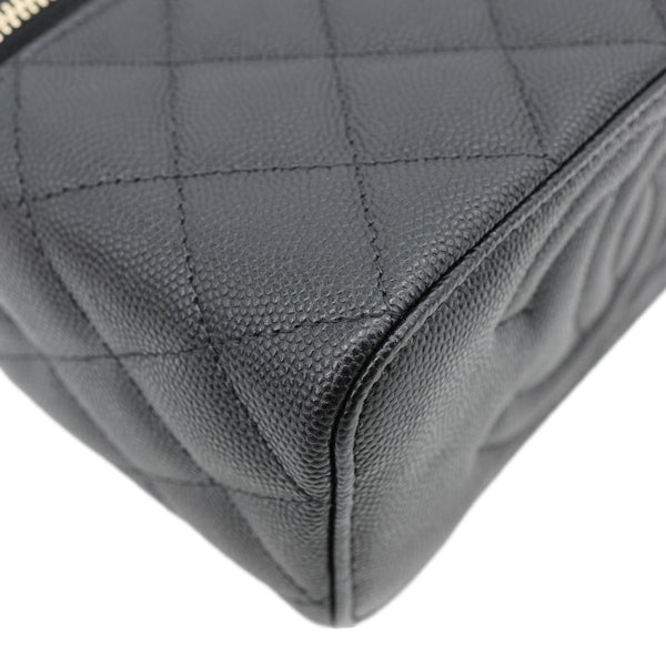 CHANEL Classic Small Quilted Caviar Leather Chain Vanity Case Black