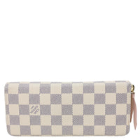 LOUIS VUITTON Clemence Damier Azur Wallet Rose Ballerine