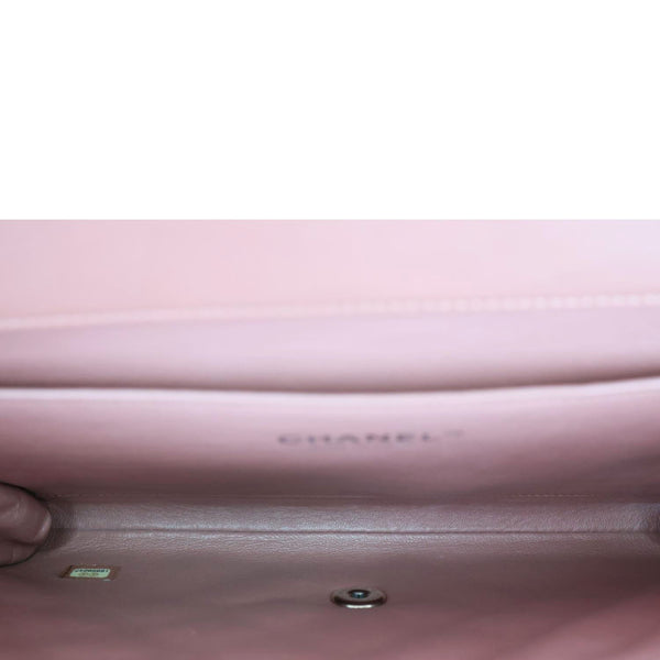 CHANEL Classic Flap Quilted Striated Patent Leather Shoulder Bag Bronze