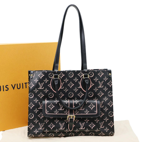 LOUIS VUITTON Onthego MM Fall For You Monogram Canvas Tote Bag Black