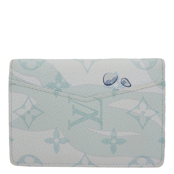 LOUIS VUITTON Brazza Monogram Aquagarden Canvas Wallet Light Blue