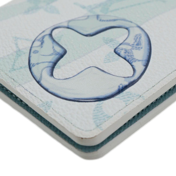 LOUIS VUITTON Brazza Monogram Aquagarden Canvas Wallet Light Blue