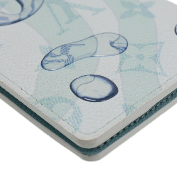 LOUIS VUITTON Brazza Monogram Aquagarden Canvas Wallet Light Blue