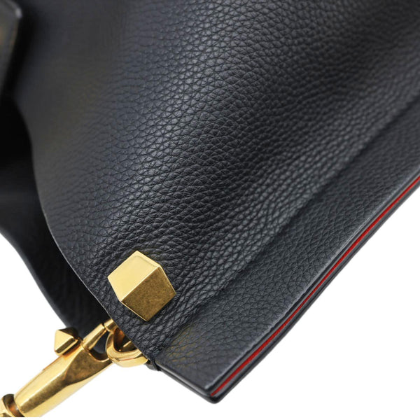 VALENTINO Garavani Vlogo Escape Grainy Calfskin Leather Hobo Bag Black