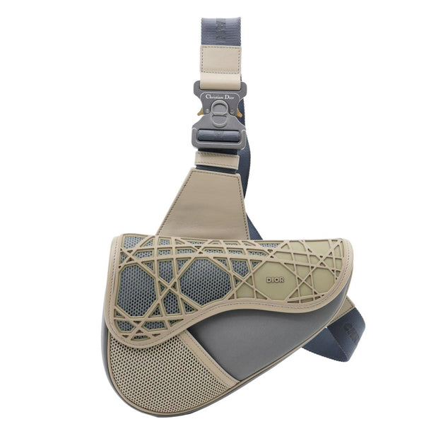 CHRISTIAN DIOR Saddle Nylon Rubber Crossbody Bag Grey
