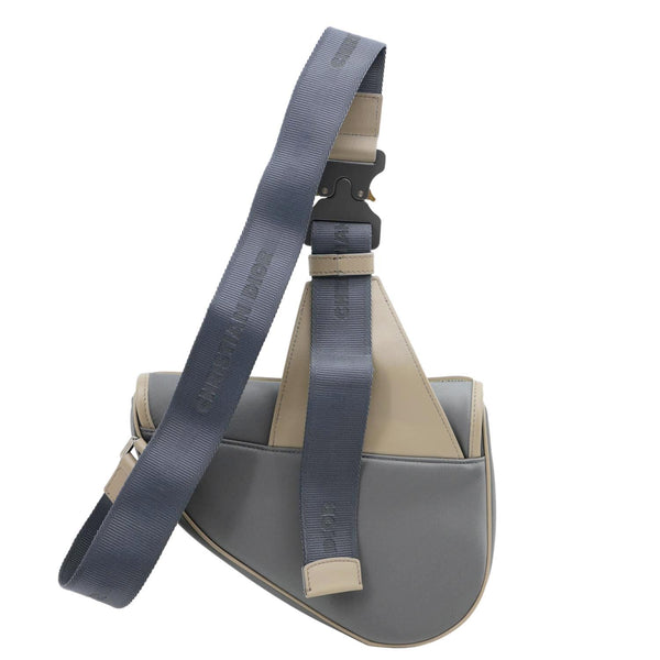 CHRISTIAN DIOR Saddle Nylon Rubber Crossbody Bag Grey