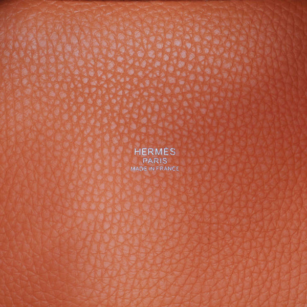 HERMES Picotin Lock 18 Taurillon Clemence Leather Hobo Bag Orange Orange