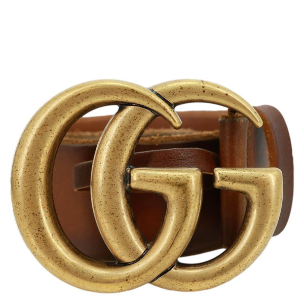 GUCCI GG Buckle Marmont Leather Belt Size 70.30 Brown 409416