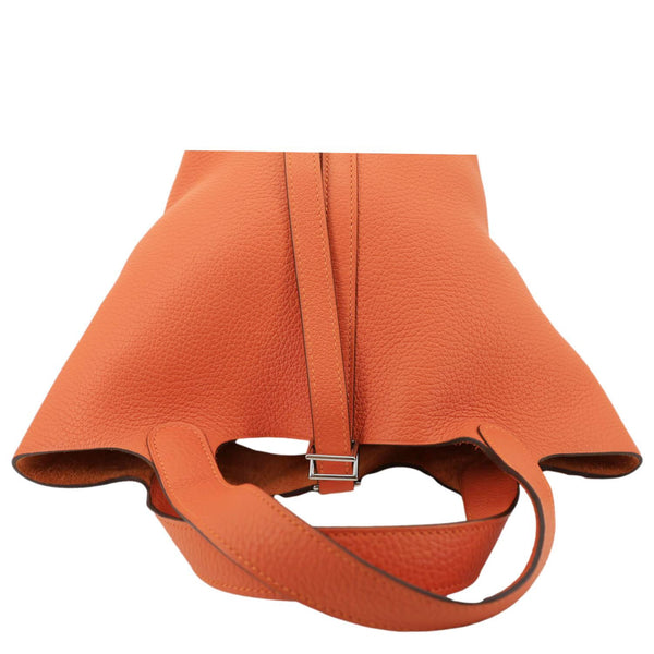 HERMES Picotin Lock 18 Taurillon Clemence Leather Hobo Bag Orange Orange
