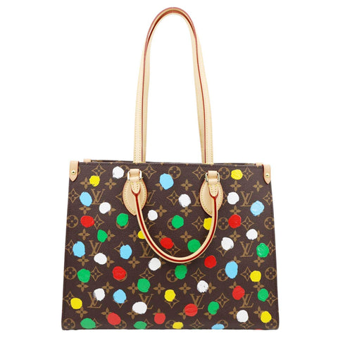 LOUIS VUITTON x Yayoi Kusama Onthego MM Monogram Canvas Shoulder Bag Brown