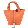 HERMES Picotin Lock 18 Taurillon Clemence Leather Hobo Bag Orange Orange