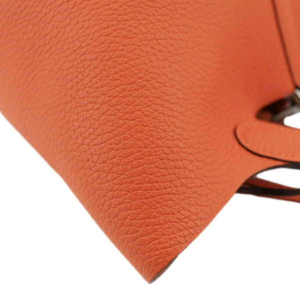 HERMES Picotin Lock 18 Taurillon Clemence Leather Hobo Bag Orange Orange