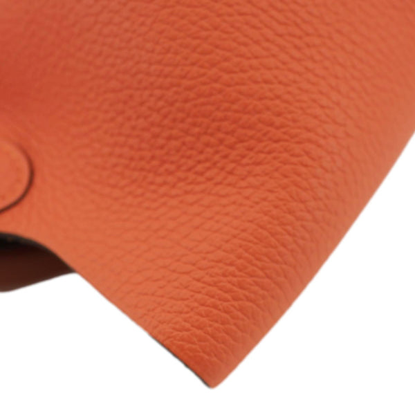HERMES Picotin Lock 18 Taurillon Clemence Leather Hobo Bag Orange Orange