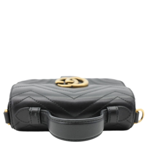 GUCCI GG Marmont Leather Top Handle Crossbody Bag Black 547260