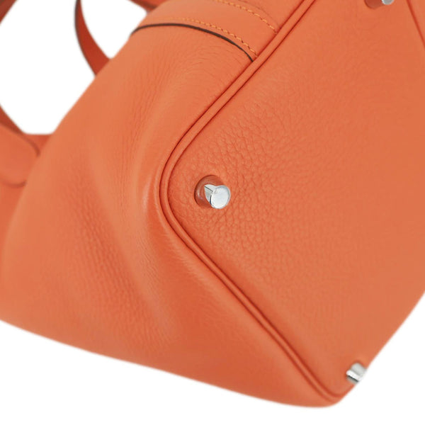 HERMES Picotin Lock 18 Taurillon Clemence Leather Hobo Bag Orange Orange