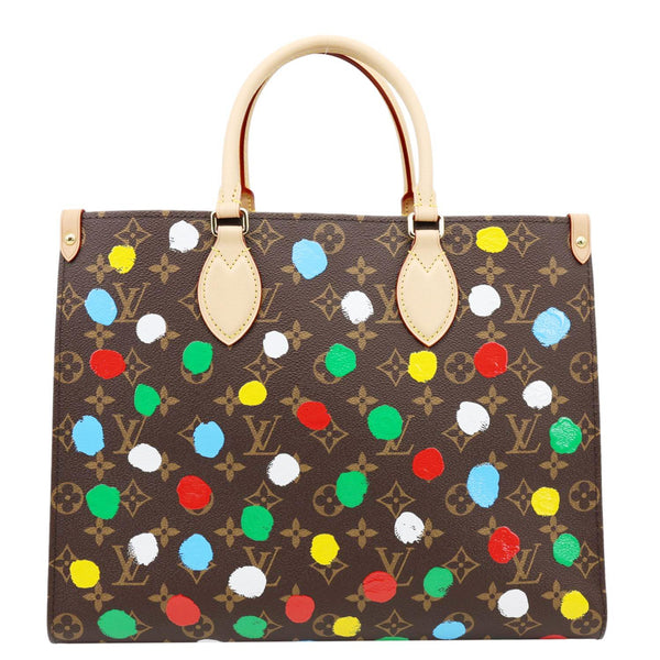 LOUIS VUITTON x Yayoi Kusama Onthego MM Monogram Canvas Shoulder Bag Brown