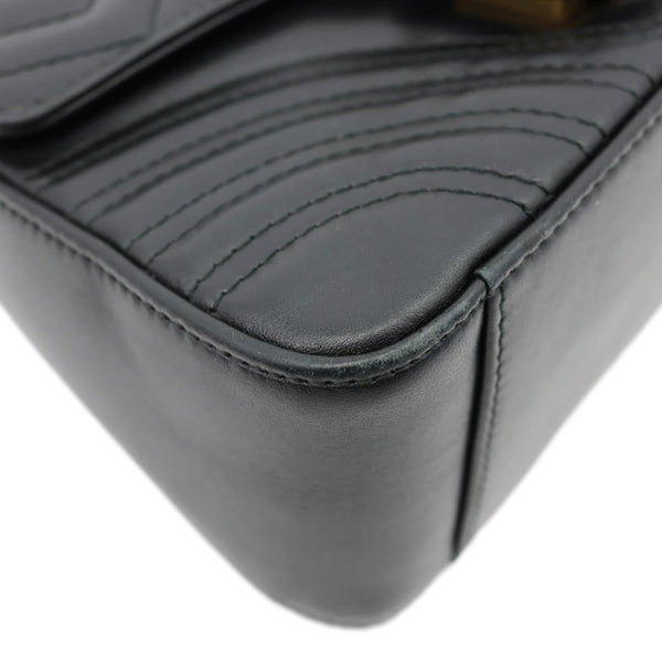 GUCCI GG Marmont Leather Top Handle Crossbody Bag Black 547260