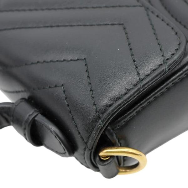 GUCCI GG Marmont Leather Top Handle Crossbody Bag Black 547260