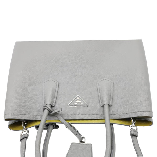 PRADA Double Handle Saffiano Leather Tote Bag Grey