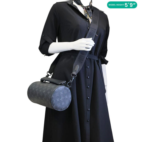 LOUIS VUITTON Polochon PM Soft Monogram Eclipse Canvas Crossbody Bag Black
