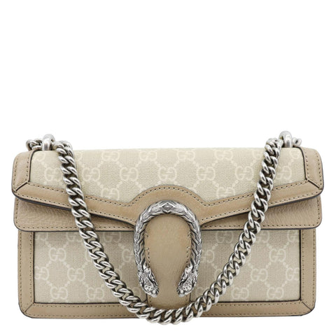 GUCCI Dionysus Small GG Supreme Shoulder Bag Beige 499623