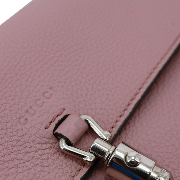 GUCCI Soft Jackie Flap Pebbled Leather Crossbody Bag Pink 364435