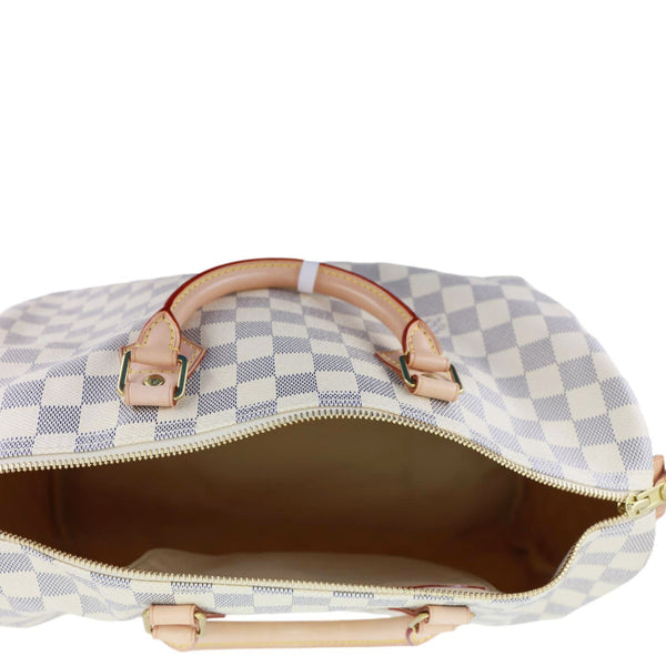 LOUIS VUITTON Speedy 35 Damier Azur Satchel Bag White