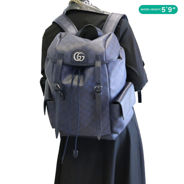 GUCCI Ophidia GG Supreme Canvas Backpack Navy Blue 598140