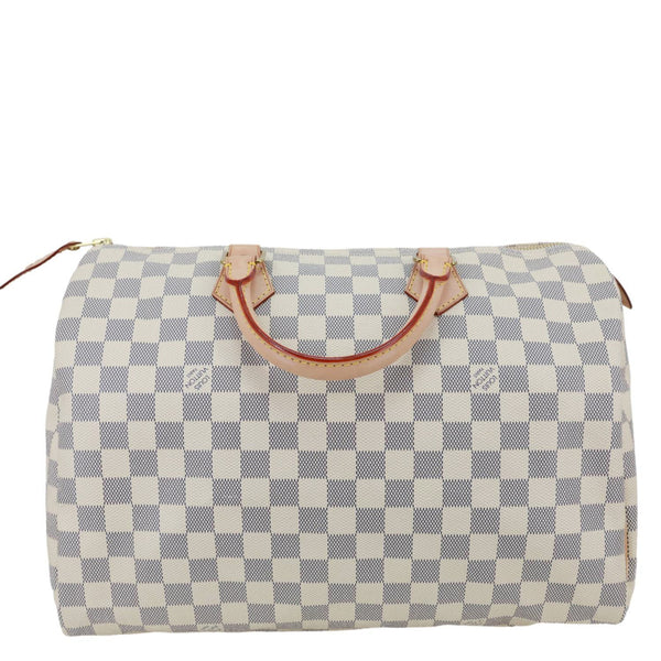LOUIS VUITTON Speedy 35 Damier Azur Satchel Bag White