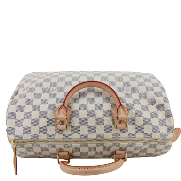 LOUIS VUITTON Speedy 35 Damier Azur Satchel Bag White