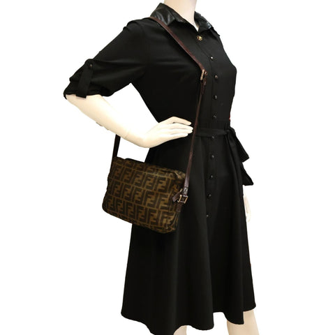 FENDI Zucca FF Canvas Vintage Messenger Bag Brown