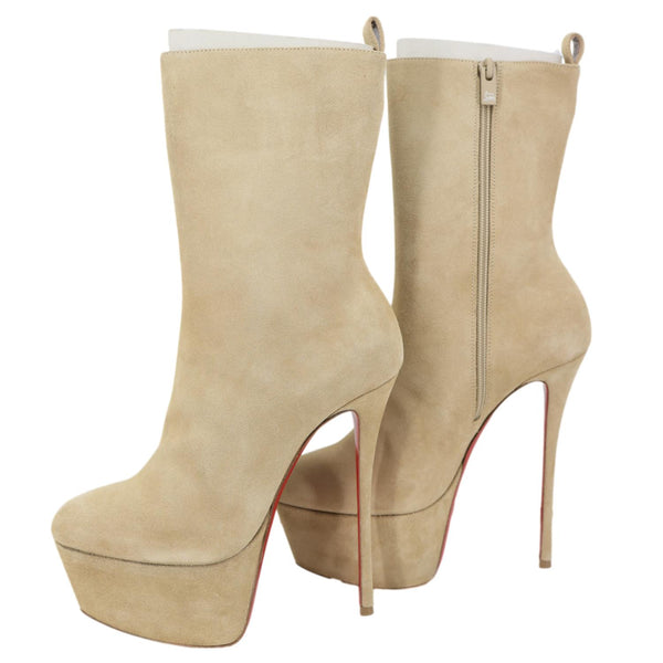 CHRISTIAN LOUBOUTIN Suede Boots Beige Size 39