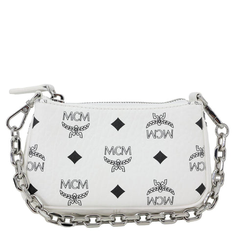 MCM Visetos Monogram Crossbody Bag White