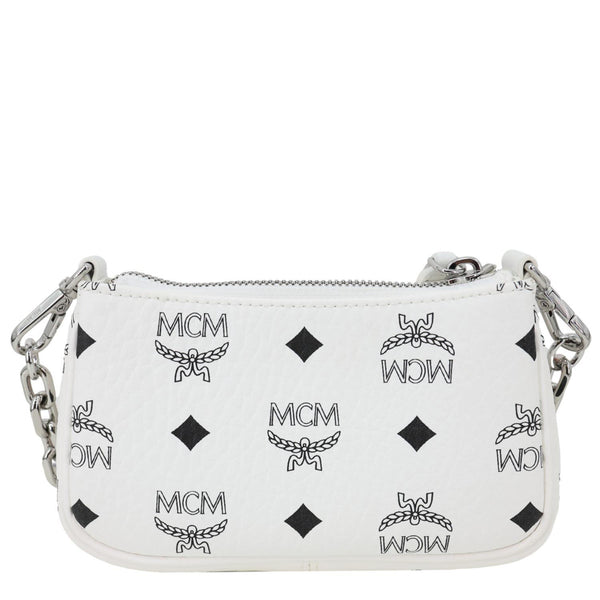 MCM Monogram Visetos Canvas Pouch White