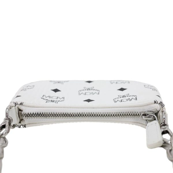 MCM Monogram Visetos Canvas Pouch White