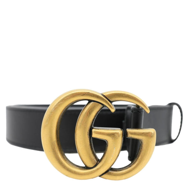 GUCCI GG Buckle Marmont Thin Leather Belt Size 90.36 Black 414516