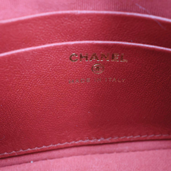 CHANEL Coco Quilted Calfskin Patent Leather Clutch With Chain Red