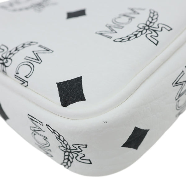 MCM Monogram Visetos Canvas Pouch White