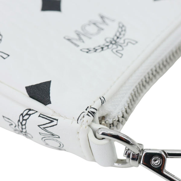 MCM Monogram Visetos Canvas Pouch White