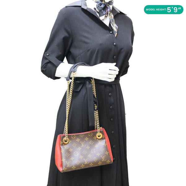 LOUIS VUITTON Surene BB Monogram Canvas Shoulder Bag Red