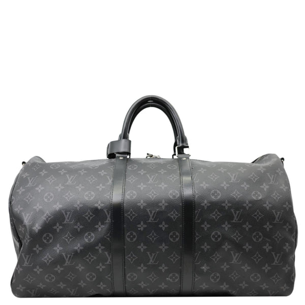 LOUIS VUITTON Keepall 55 Bandouliere Monogram Eclipse Travel Bag Black