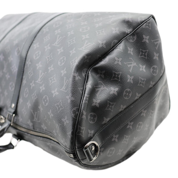 LOUIS VUITTON Keepall 55 Bandouliere Monogram Eclipse Travel Bag Black