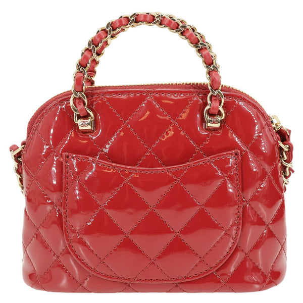 CHANEL Coco Quilted Calfskin Patent Leather Clutch With Chain Red