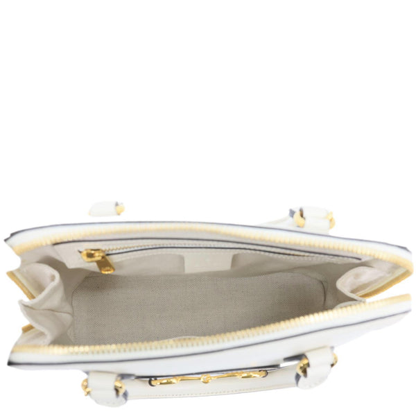 GUCCI Horsebit 1955 Small Leather Top Handle Bag White 621220