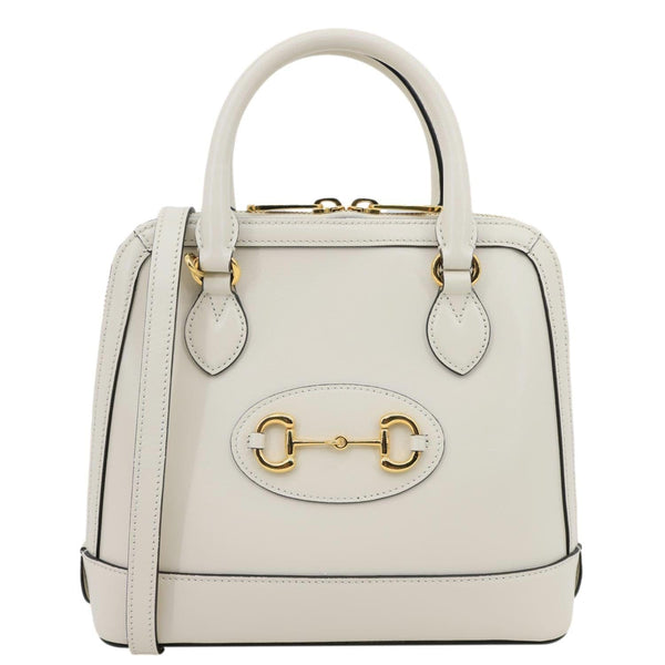 GUCCI Horsebit 1955 Small Leather Top Handle Bag White 621220