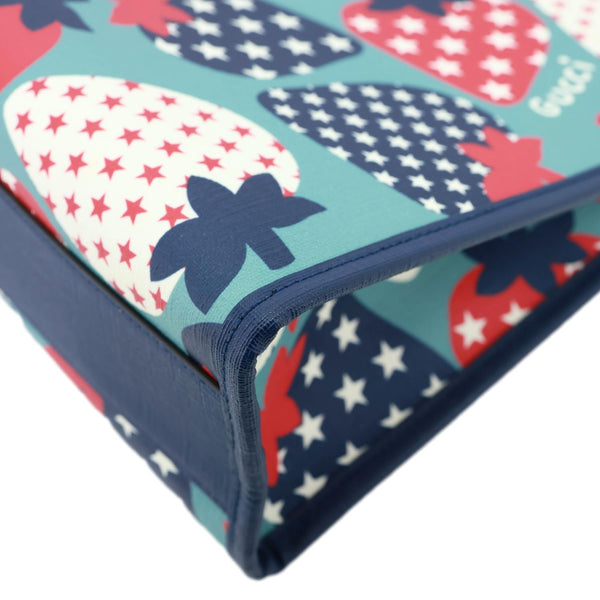 GUCCI Children's Strawberry Star Canvas Tote Bag Blue 605614