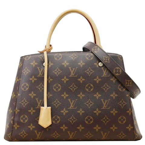LOUIS VUITTON Montaigne MM Monogram Canvas Shoulder Bag Brown