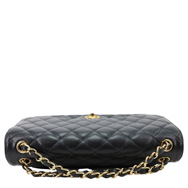 CHANEL Classic Double Flap Jumbo Quilted Caviar Leather Shoulder Bag Black