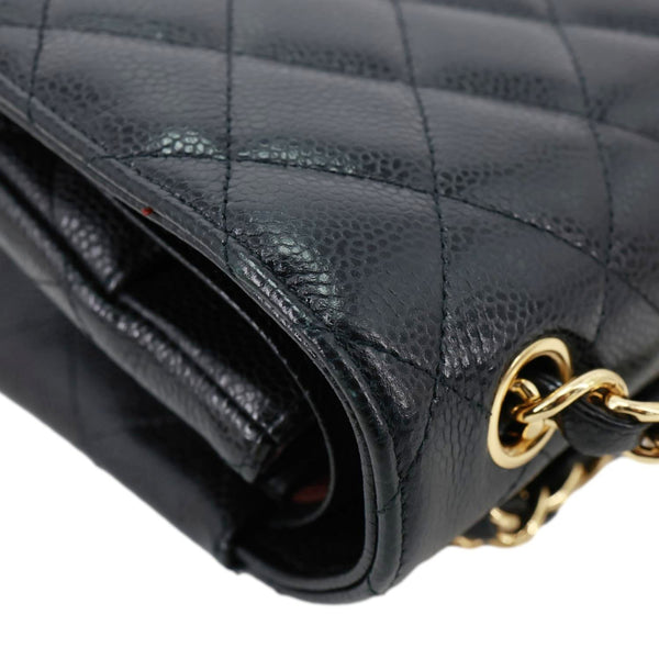 CHANEL Classic Double Flap Jumbo Quilted Caviar Leather Shoulder Bag Black